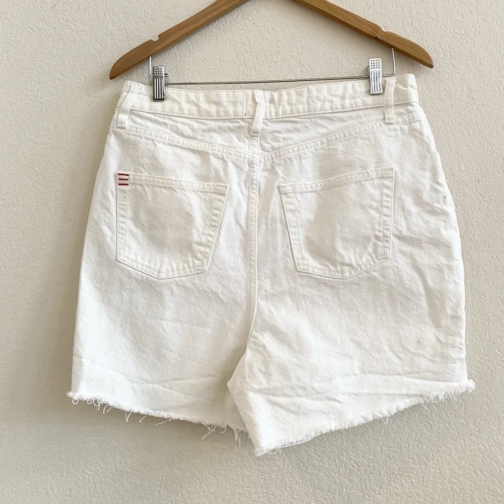 BDG Urban Outfitters 90's Long Inseam Cutoff Denim White Shorts Button Fly SZ 32
